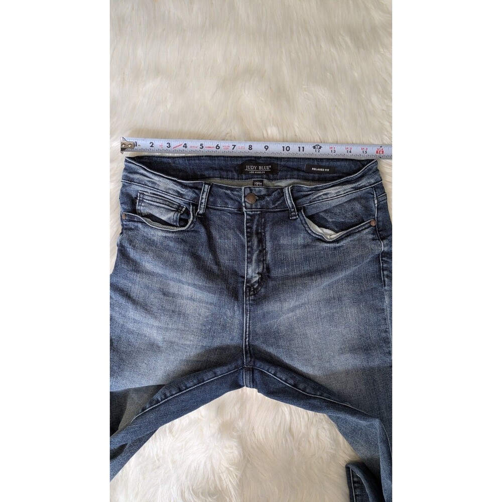 Judy Blue Size 13/31 JB88191 High Waist Raw Hem Relaxed Fit Jeans Charcoal Wash - Picture 5 of 10